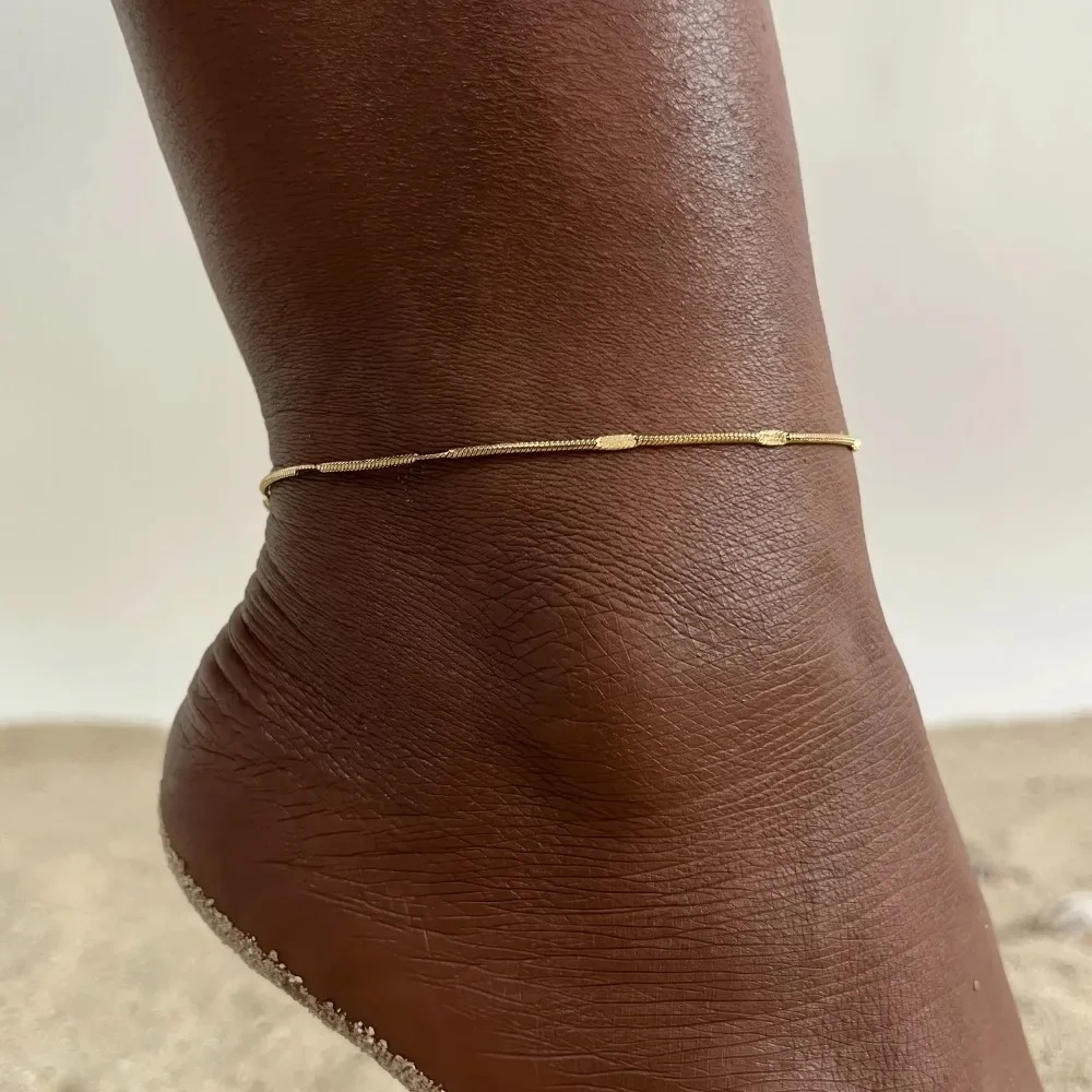 سلسلة كاحل بتصميم ثعبان مسطح م - مراجعة Jc Jewelry & Watches Photos وسعره